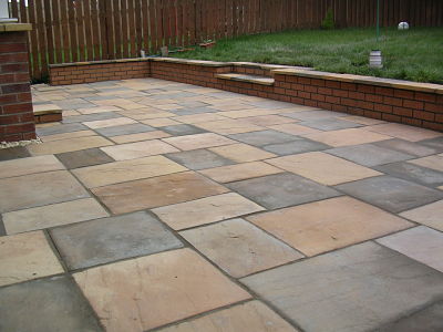 Bradstone old riven paving - Almond Landscapes